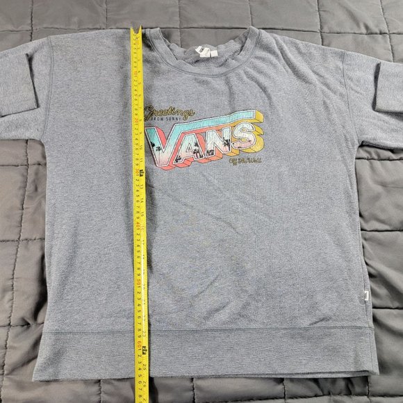 Vans Adults XL Gray Pullover Sweatshirt Greetings From Sunny Vans Long Sleeve - Picture 8 of 9